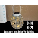 Latern White with Solar Panel Ø18 h21cm