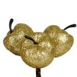 Stick Apple Õun Ø4cm x3 Gold+Glitter 12cm